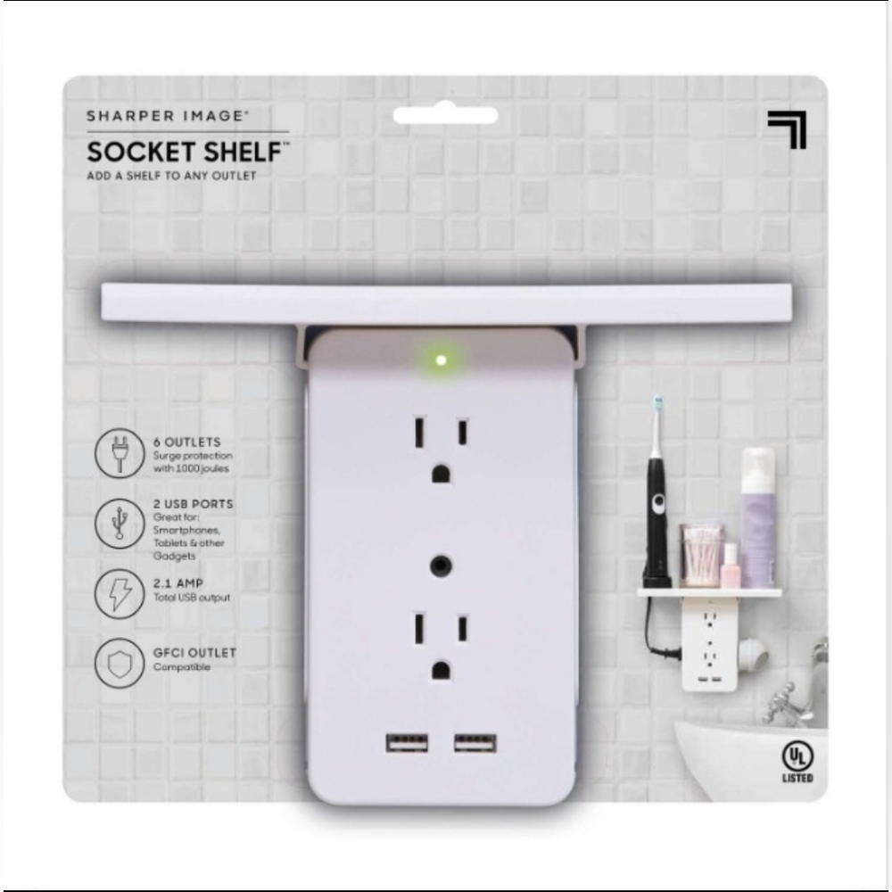 Sharper Image As Seen On TV Outlet/USB/Socket Shelf Adapter Surge Protection